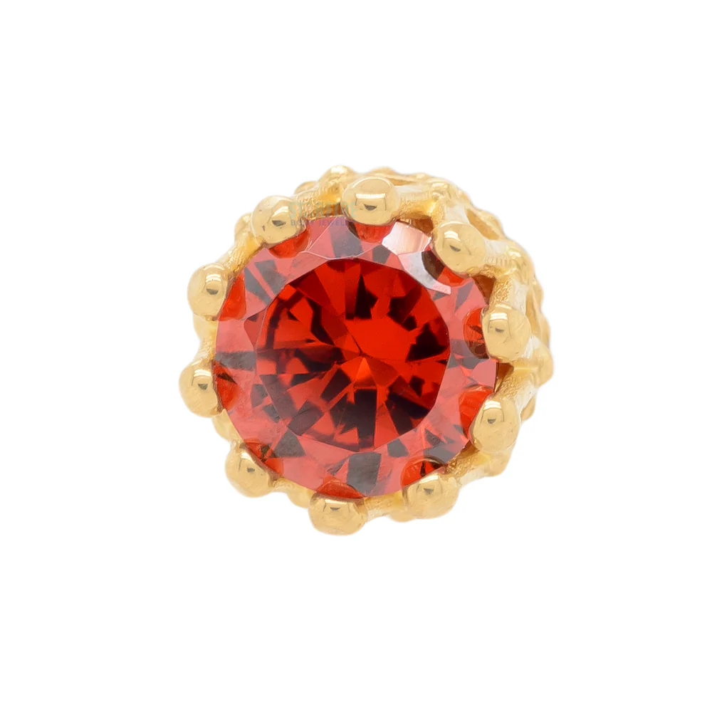 threadless: "King" Crown End in Gold with Brilliant-Cut Gem