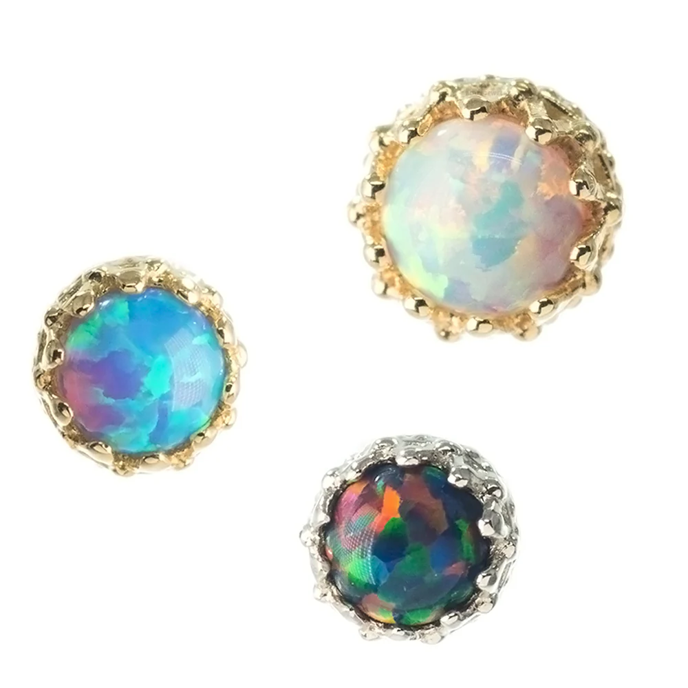 threadless: "King" Crown End in Gold with Opal Cabochon