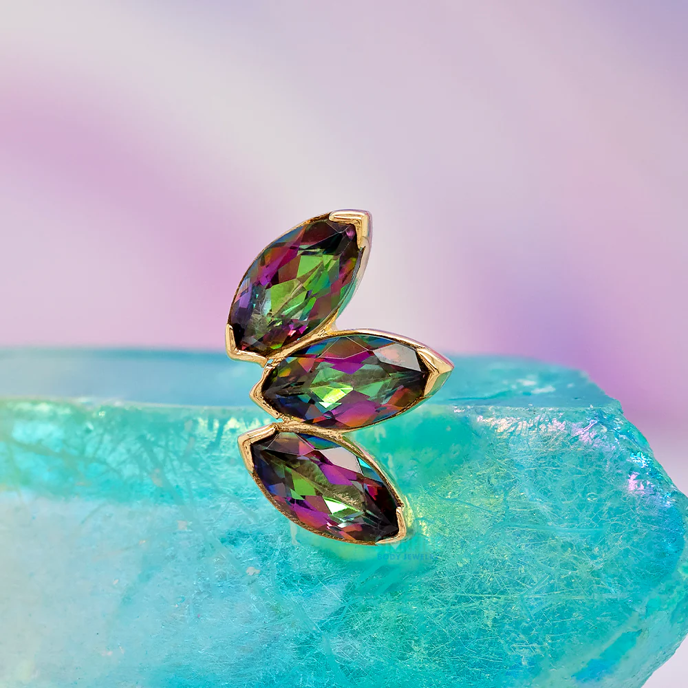 threadless: Marquise Fan End in Gold with Mystic Topaz - Image 2