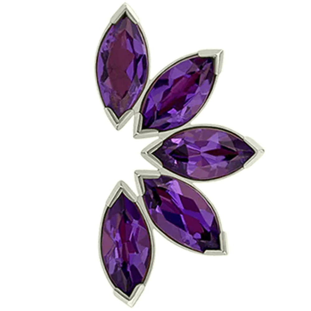 threadless: Marquise Fan End in White Gold with 5 Brilliant-Cut Gems
