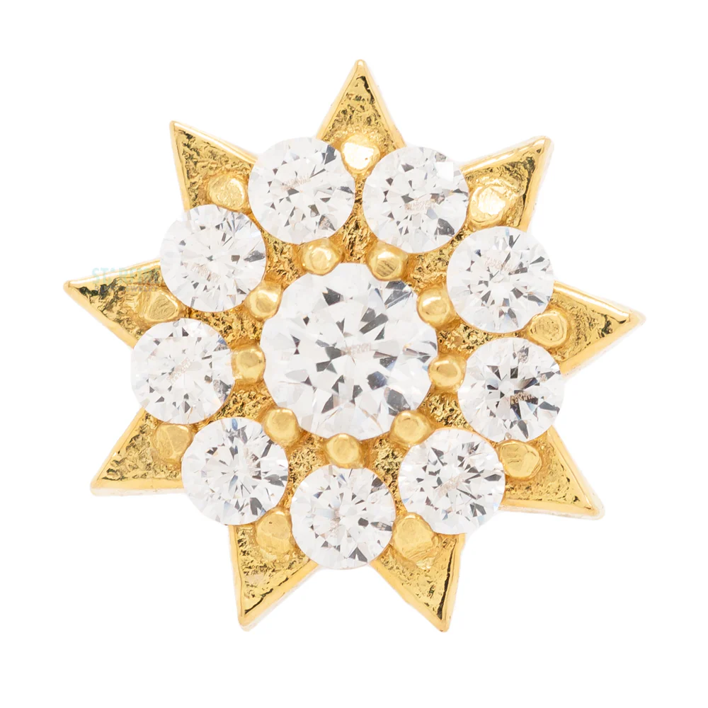 threadless: "Miro Starburst" Prong-Set Brilliant-Cut Gem End in Gold