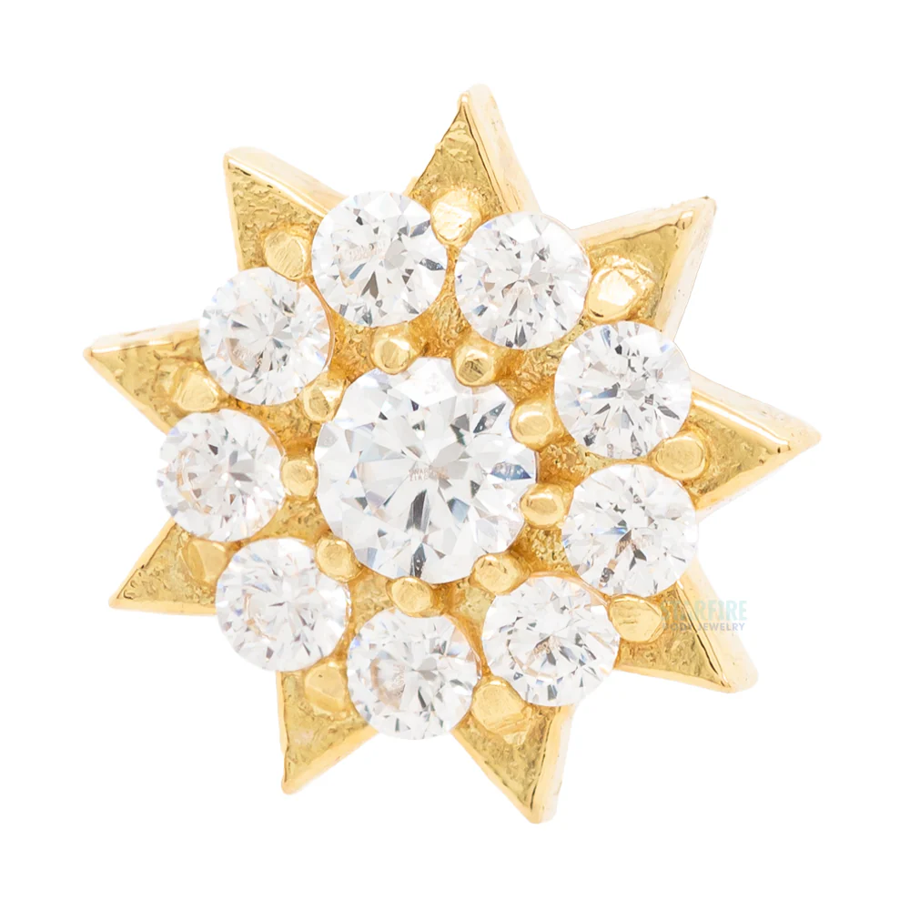 threadless: "Miro Starburst" Prong-Set Brilliant-Cut Gem End in Gold - Image 2