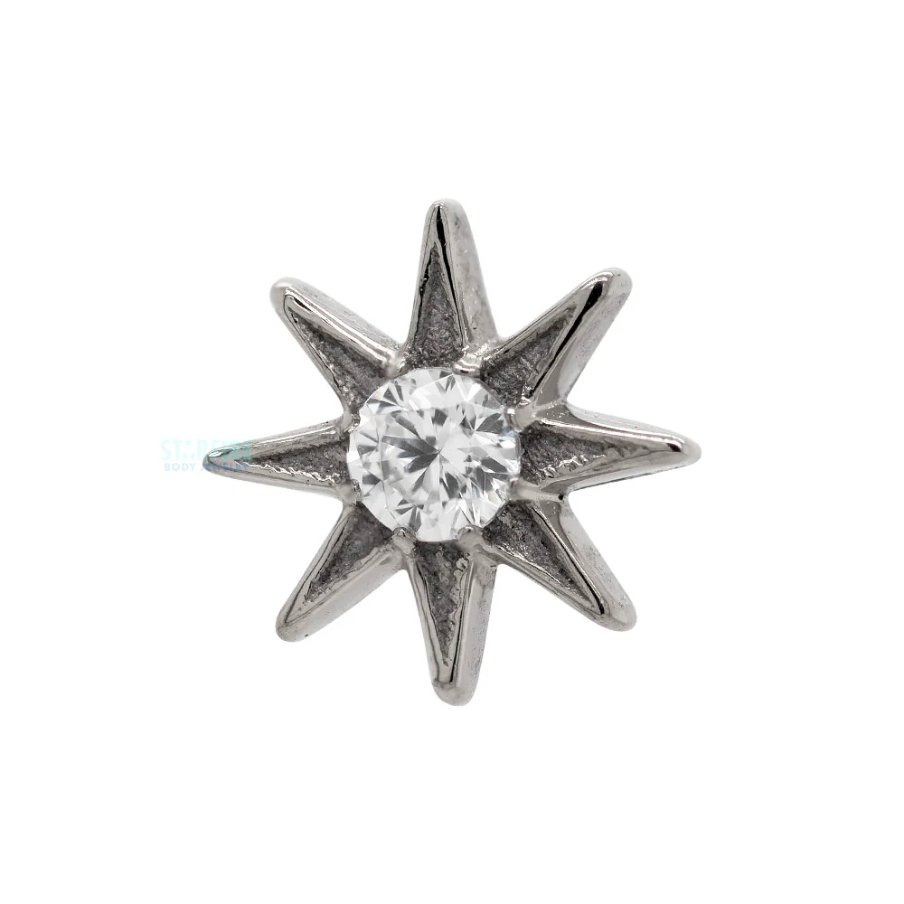 threadless: "Nova" End in White Gold with Brilliant-Cut Gem - Image 2