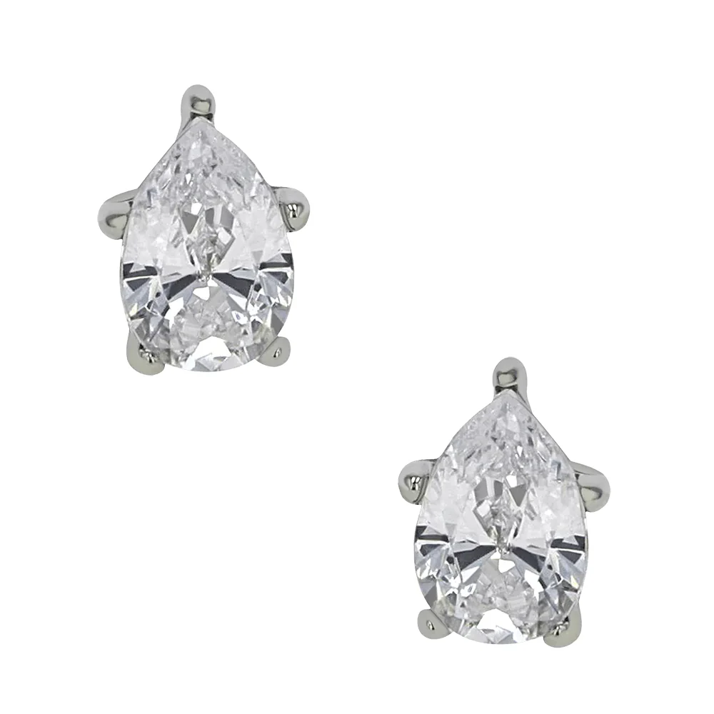 threadless: Prong-Set Pear-Cut Brilliant-Cut Gem End In Gold With Diamond