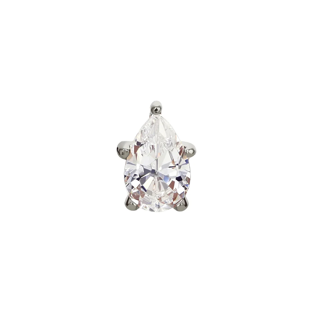 threadless: Prong-Set Pear-Cut Brilliant-Cut Gem End In Gold With Diamond - Image 3