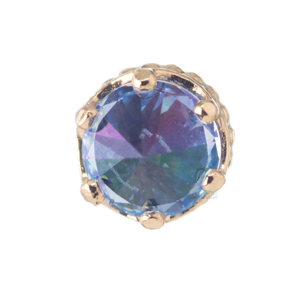 threadless: "Queen" Crown End in Gold with Reverse-Set Brilliant-Cut Gem - Image 5