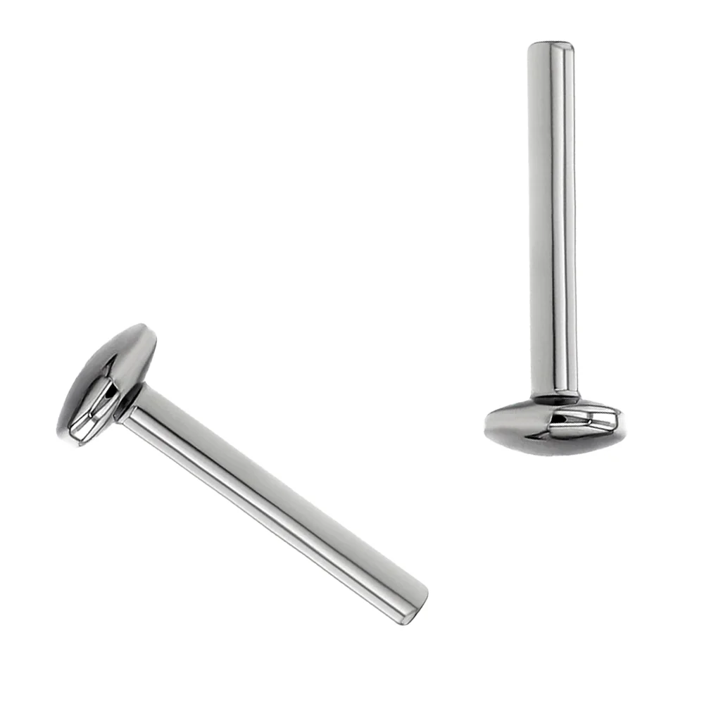 threadless: Titanium Flatback / Labret Post / Straight Barbell End with Fixed M and M
