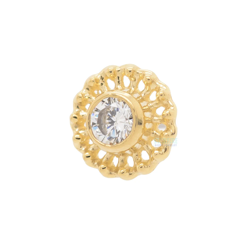 threadless: "Virtue" End in Gold with 2mm Brilliant-Cut Gem - Image 2