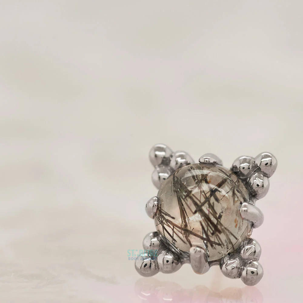 threadless: "Zia" End in Gold with Genuine Natural Stone Cabochon - Image 2