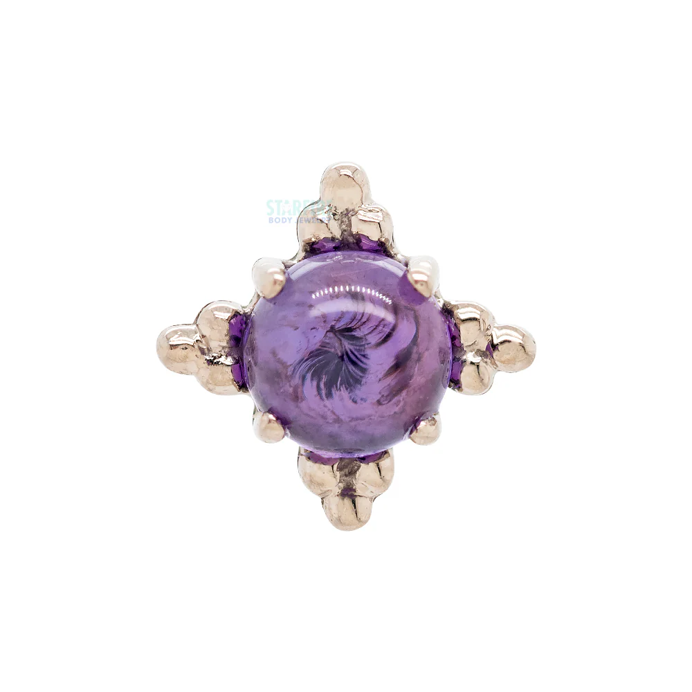 threadless: "Zia" End in Gold with Genuine Natural Stone Cabochon - Image 3