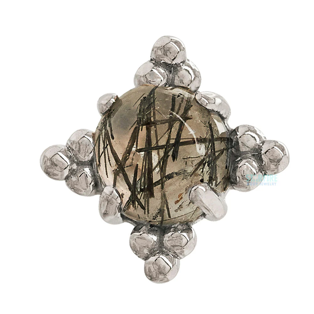 threadless: "Zia" End in Gold with Genuine Natural Stone Cabochon - Image 4