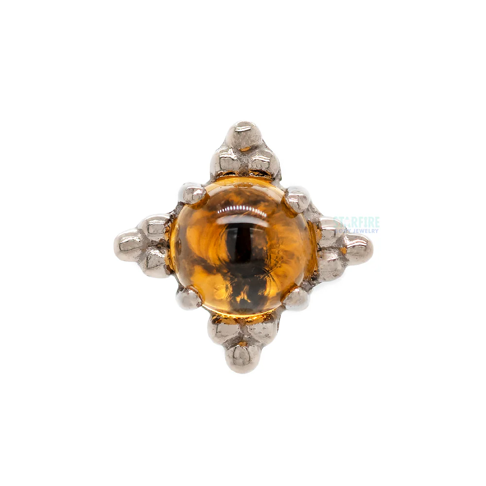 threadless: "Zia" End in Gold with Genuine Natural Stone Cabochon - Image 5