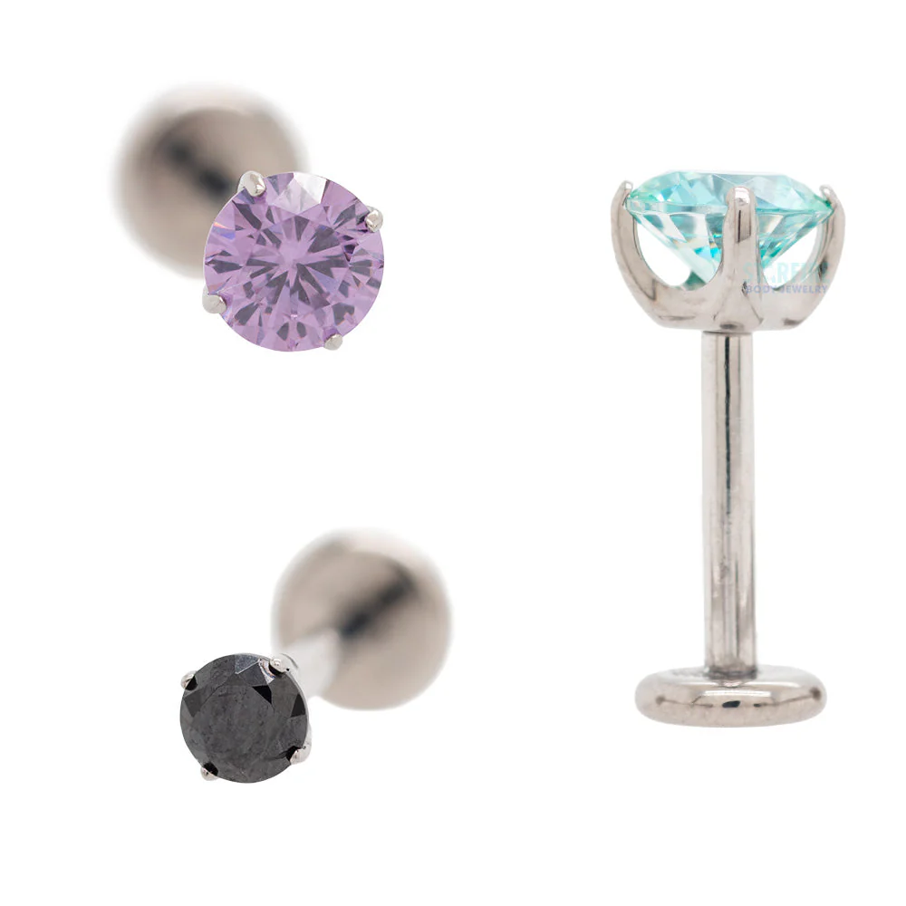 "Tiffany" Prong-Set Brilliant-Cut Gem - on flatback