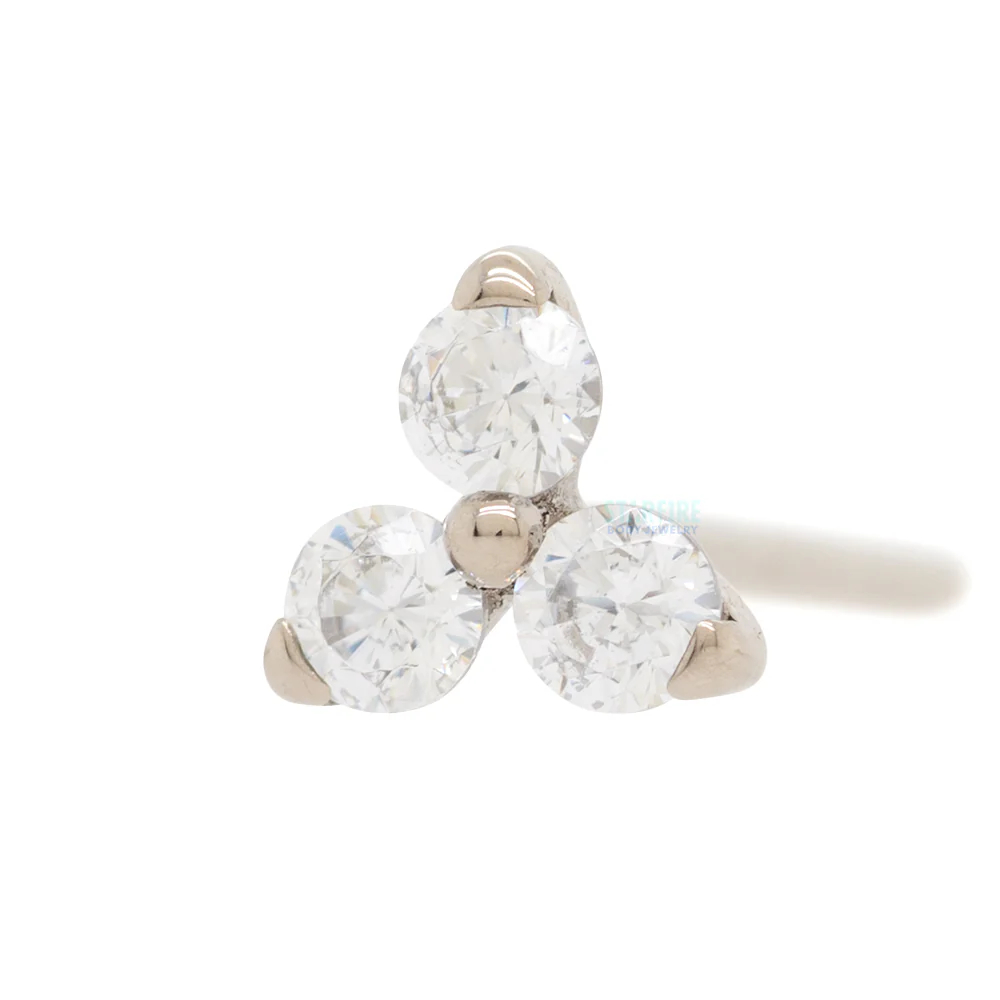 "Trio" Nostril Screw in Gold with Brilliant-Cut Gem