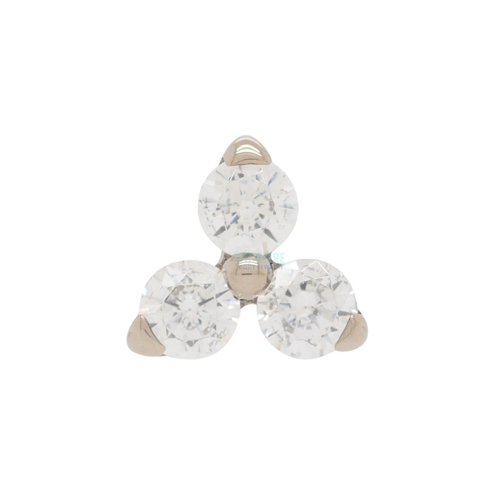 "Trio" Nostril Screw in Gold with Brilliant-Cut Gem - Image 2