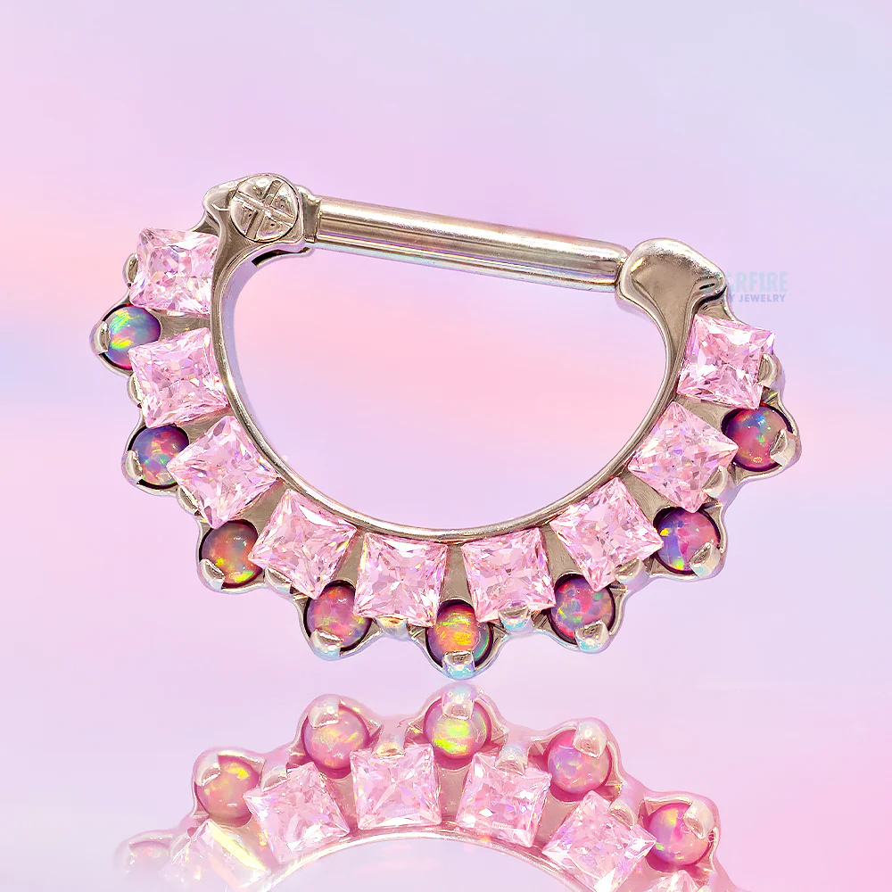"Aphrodite" Clicker #35 with Faceted Gems & Opals - 5/16" post (longer) - Image 2