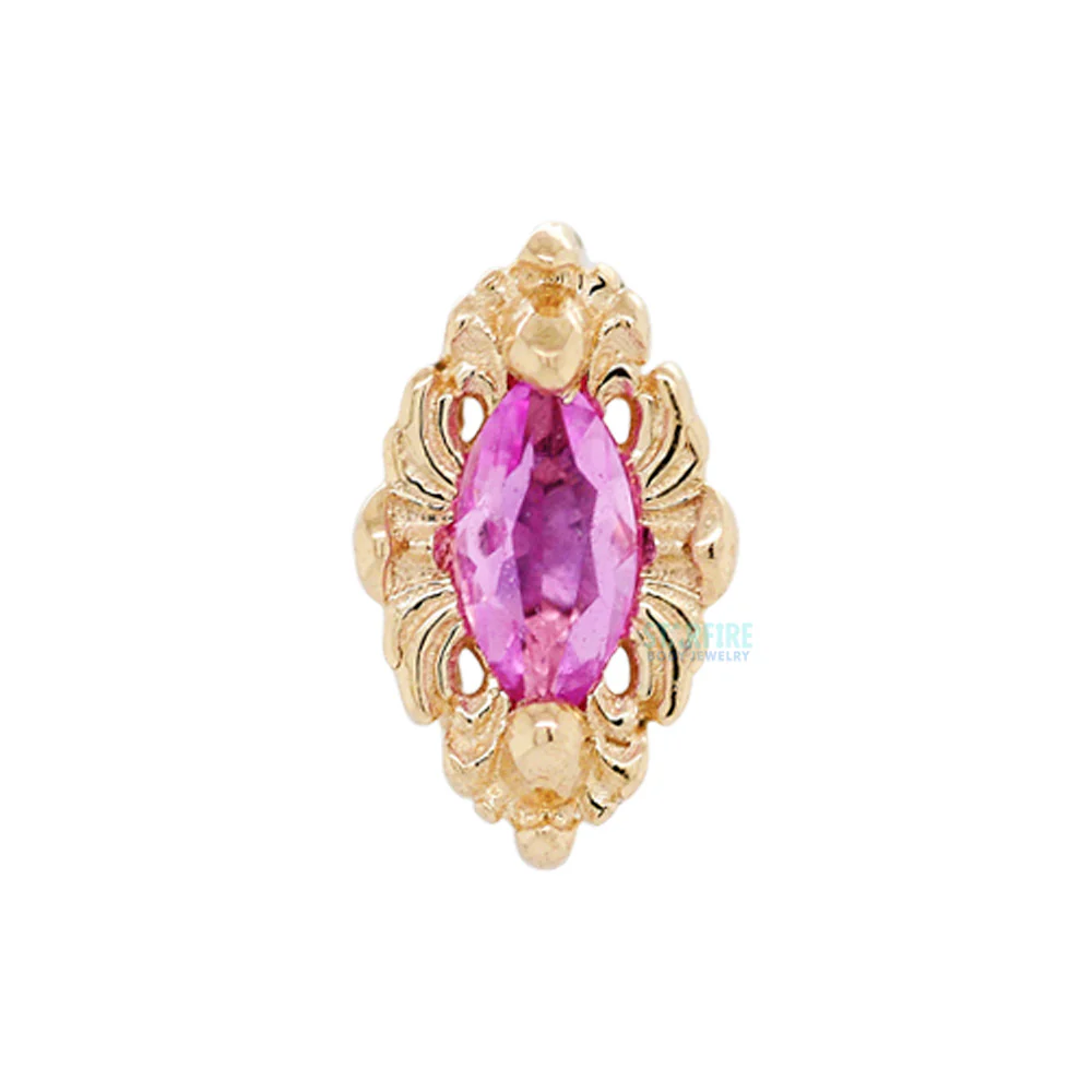 "Honor" Threaded End in Gold with Pink Sapphire