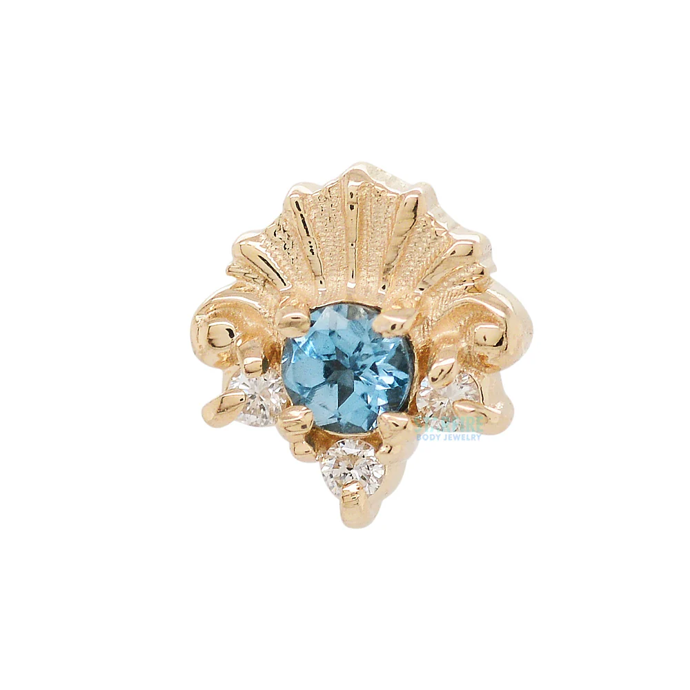 "Lennox" Threaded End in Gold with London Blue Topaz & White Diamonds - Image 2