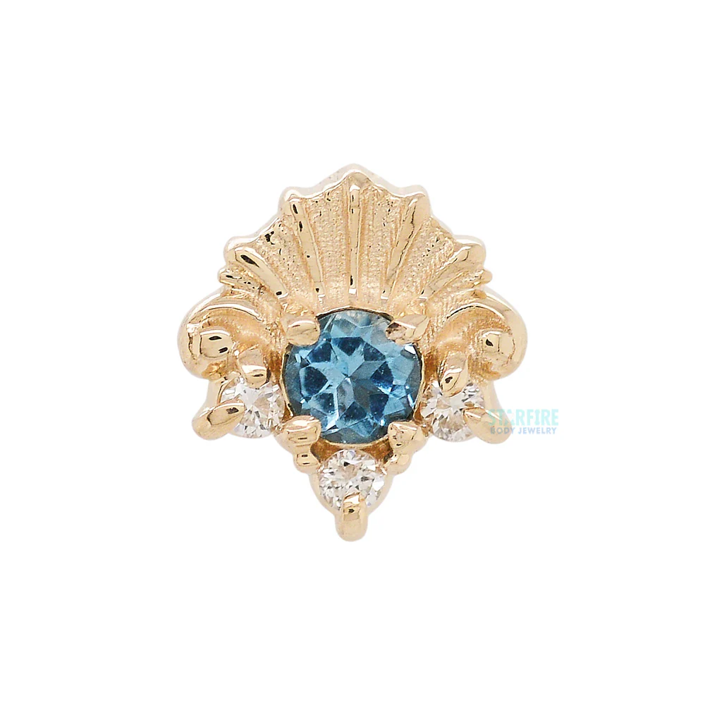 "Lennox" Threaded End in Gold with London Blue Topaz & White Diamonds - Image 3