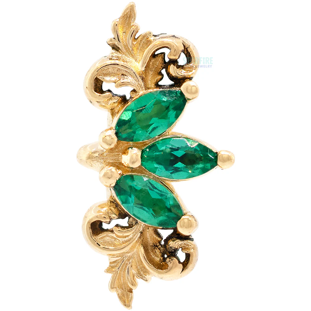 "Redemption" Threaded End in Gold with Emeralds - Image 3