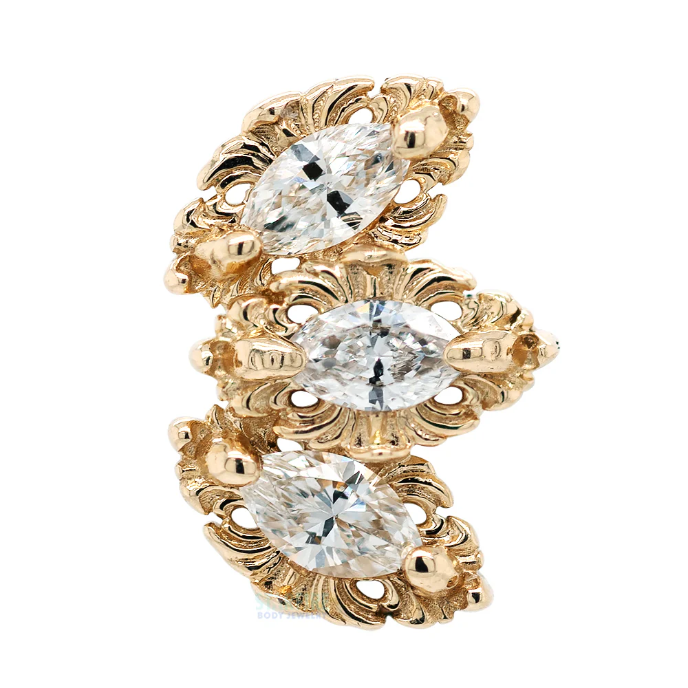 threadless: "Baroque" End in Gold with White Diamonds - Image 4