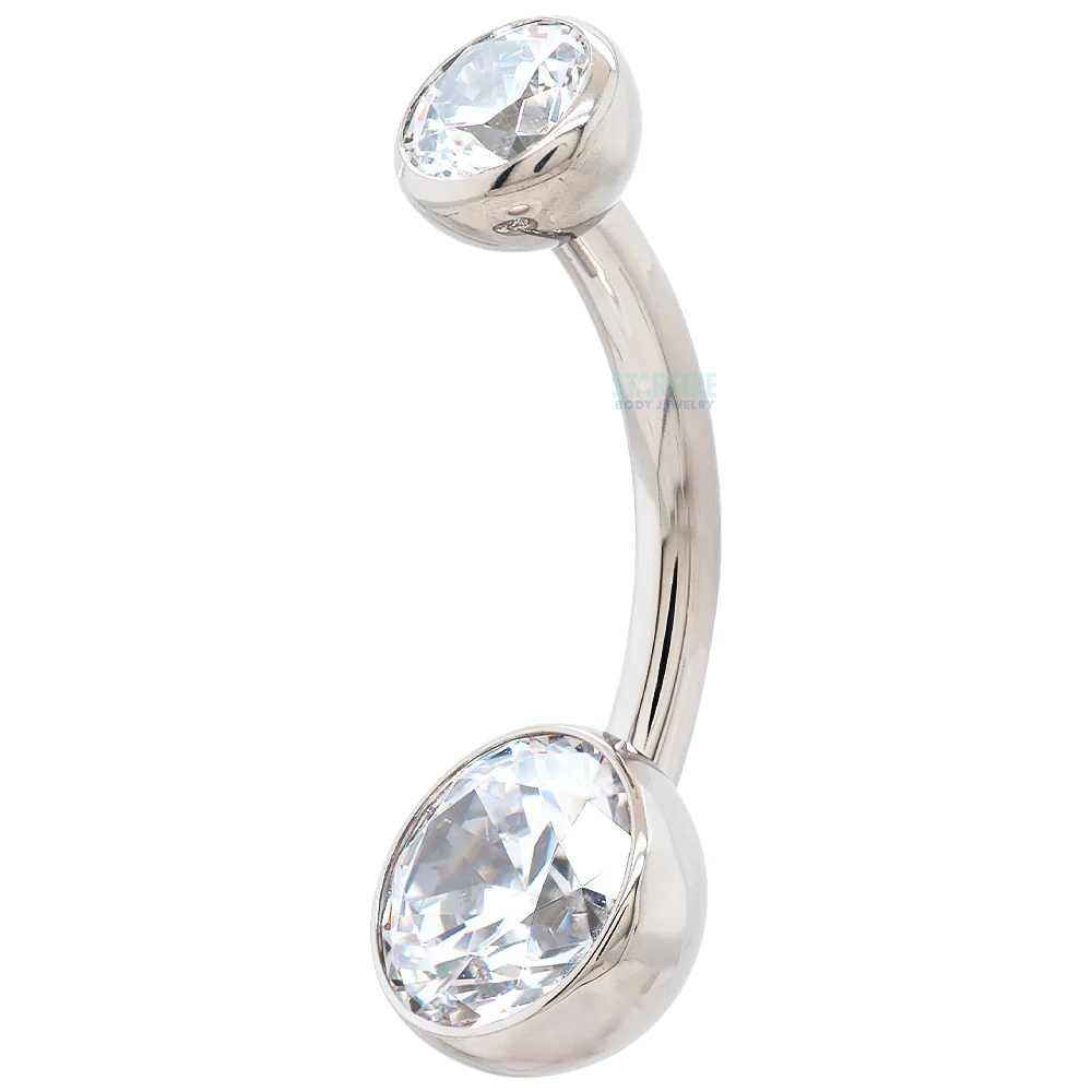 Ball-Set Faceted Gem Navel Curve - Image 2