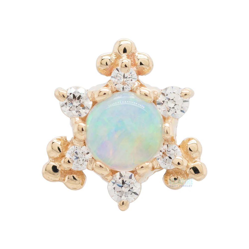"Bayle" Threaded End in Gold with Genuine White Opal & White CZ's - Image 3