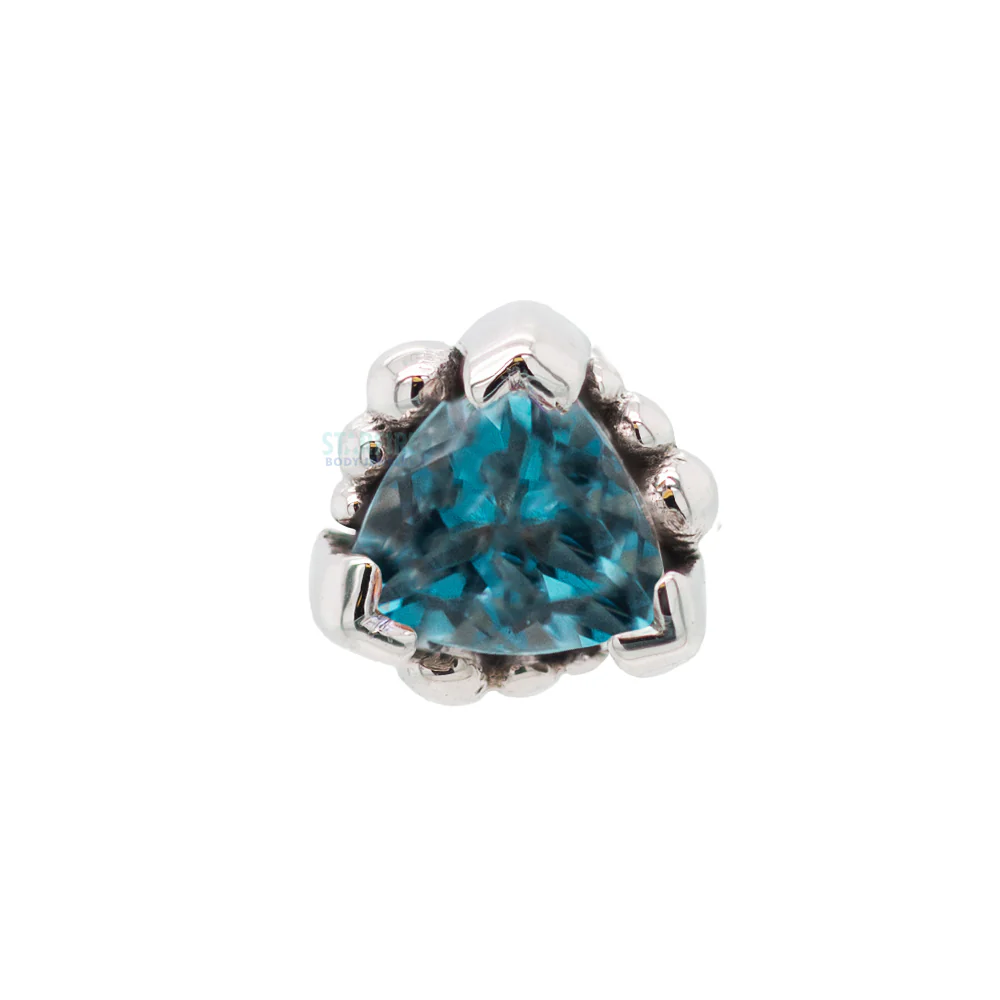 Beaded Trillion Nostril Screw in Gold with Swiss Topaz - Image 2