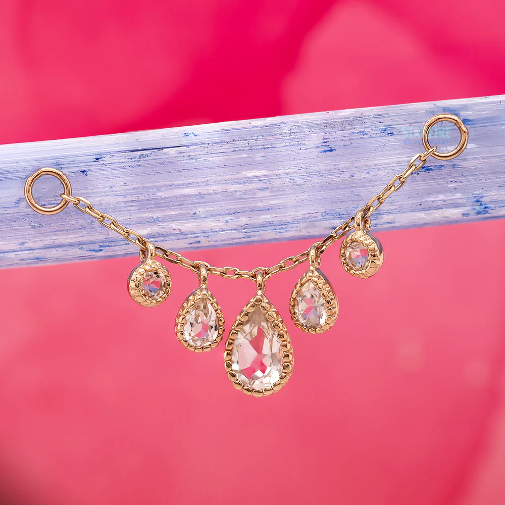 "Colette" Chain Attachment in Gold with White Topaz - Image 2