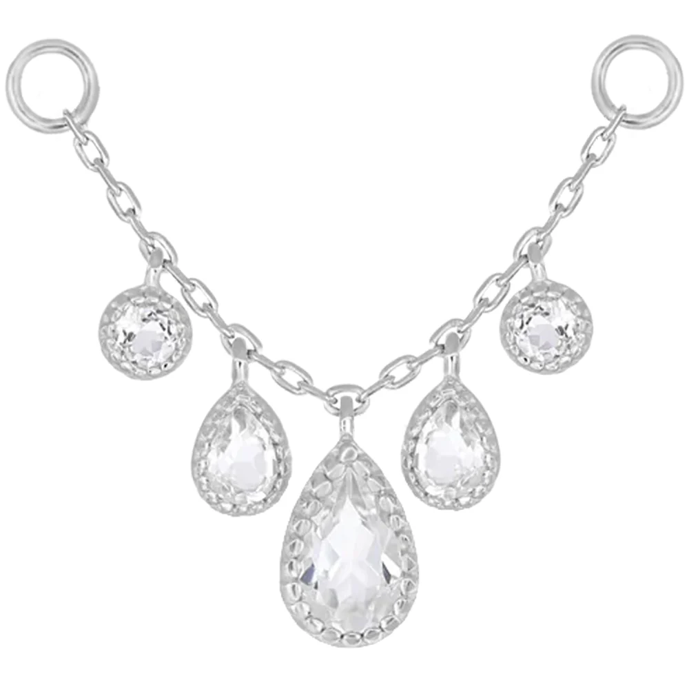 "Colette" Chain Attachment in Gold with White Topaz - Image 4