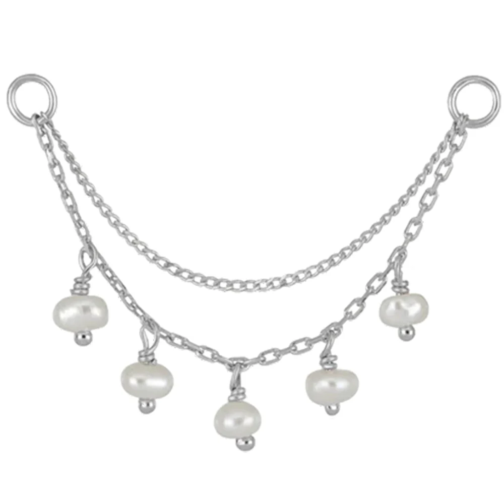 "Morning Dew" Chain Attachment in Gold with Pearls - Image 4