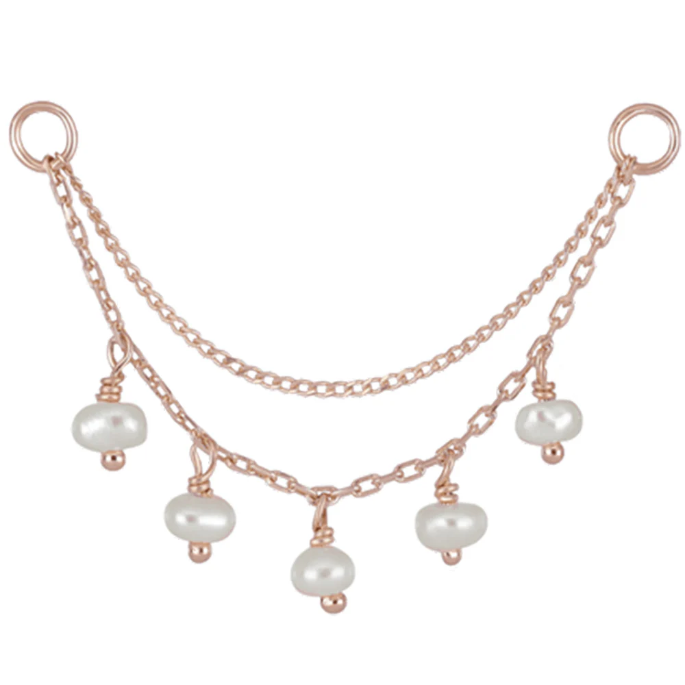"Morning Dew" Chain Attachment in Gold with Pearls - Image 5