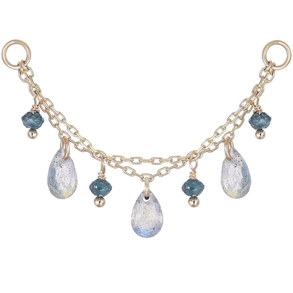 "Sonnet" Chain Attachment in Gold with Gemstones - Image 6