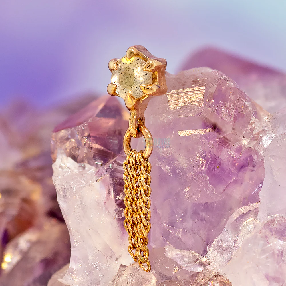threadless: "Starlet II" End in Gold With Natural Stone - Image 2