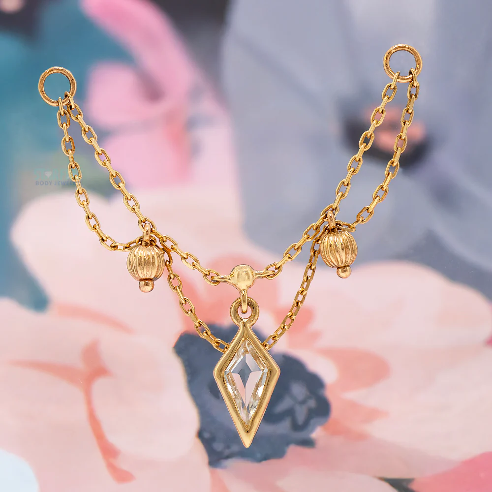 "Vitam" Chain Attachment in Gold with Gemstone - Image 2