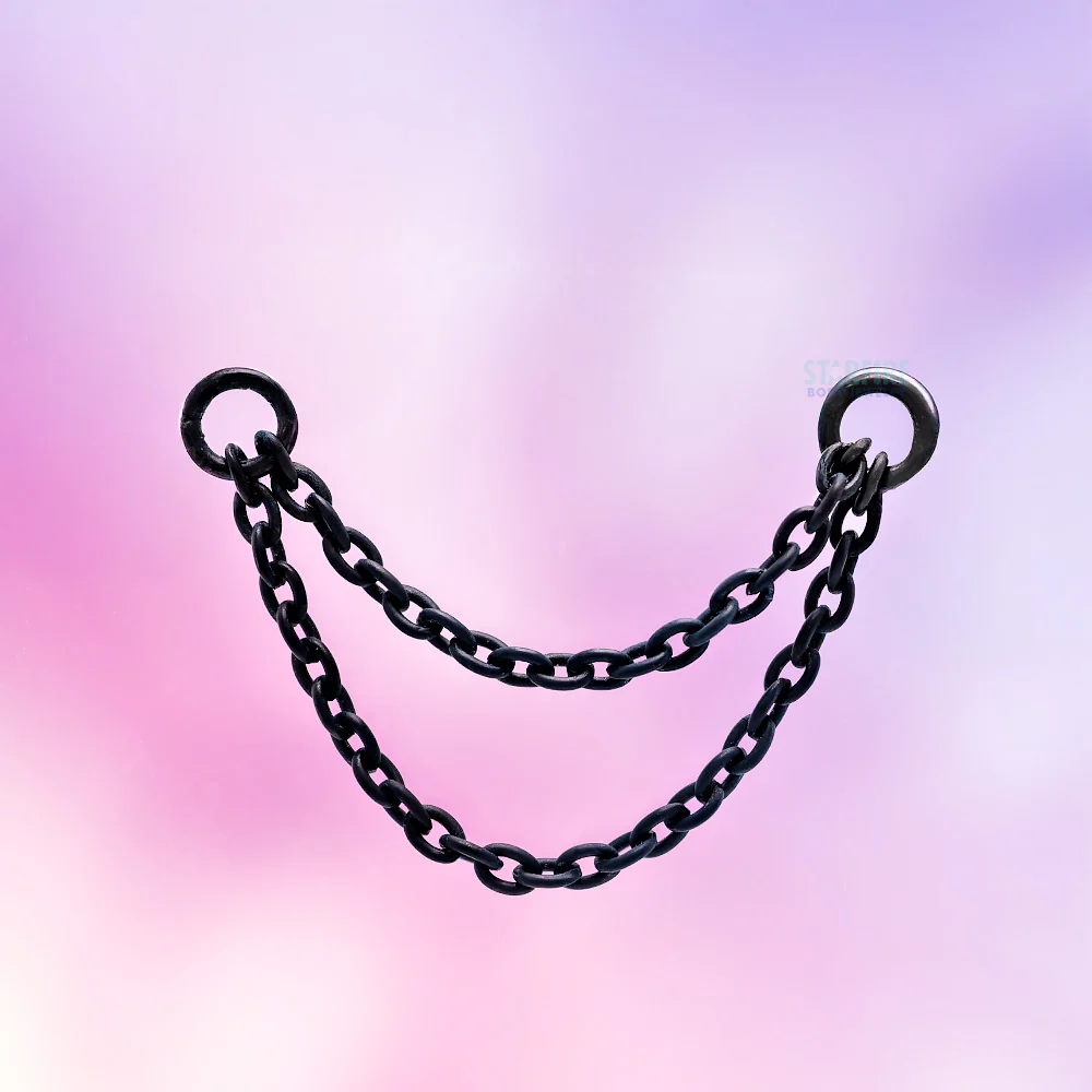 Matte Double Chain Attachment in Black Niobium - Image 2