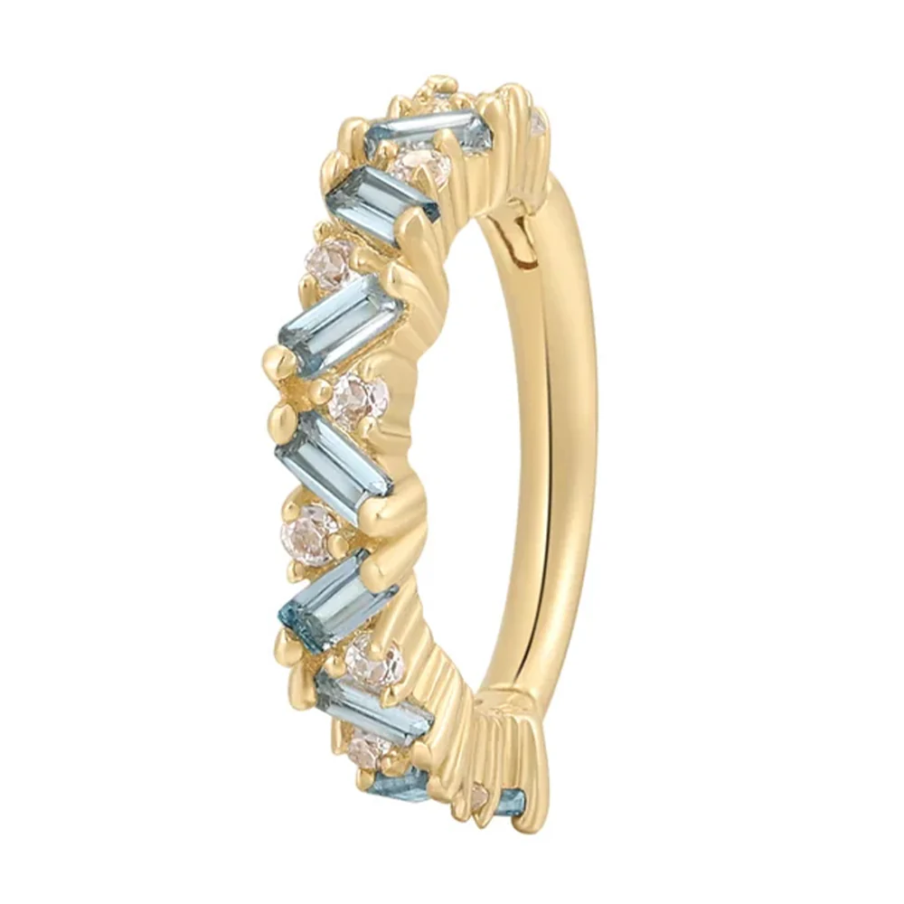 "Laguna" Hinge Ring / Clicker in Gold with London Blue & White Topaz - Image 6