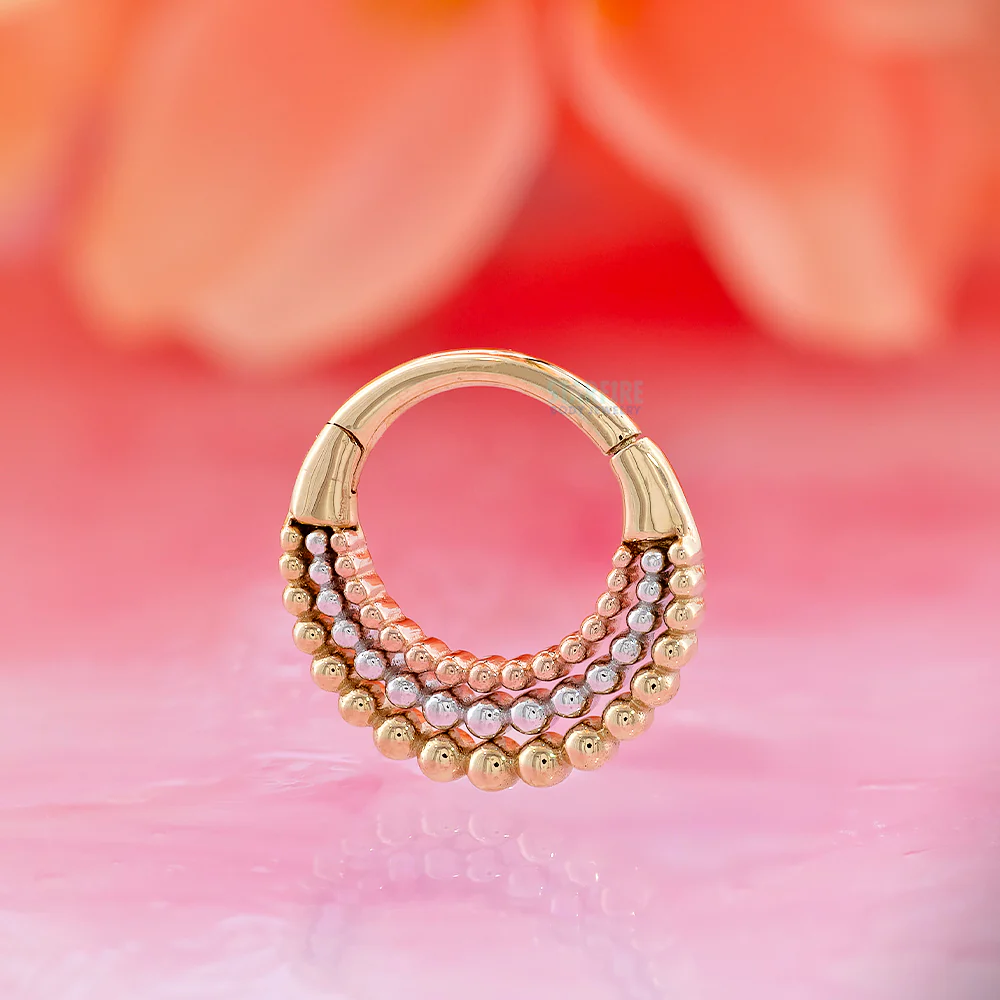 "Fame Trio" Hinge Ring / Clicker in Gold - Image 2