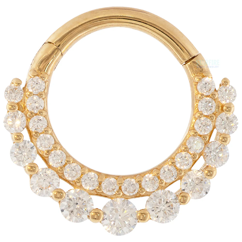 "Gl'amor" Hinge Ring / Clicker in Gold with CZ's