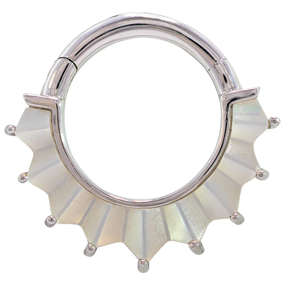 "High Tide" Hinge Ring / Clicker in Gold with Mother of Pearl - Image 2
