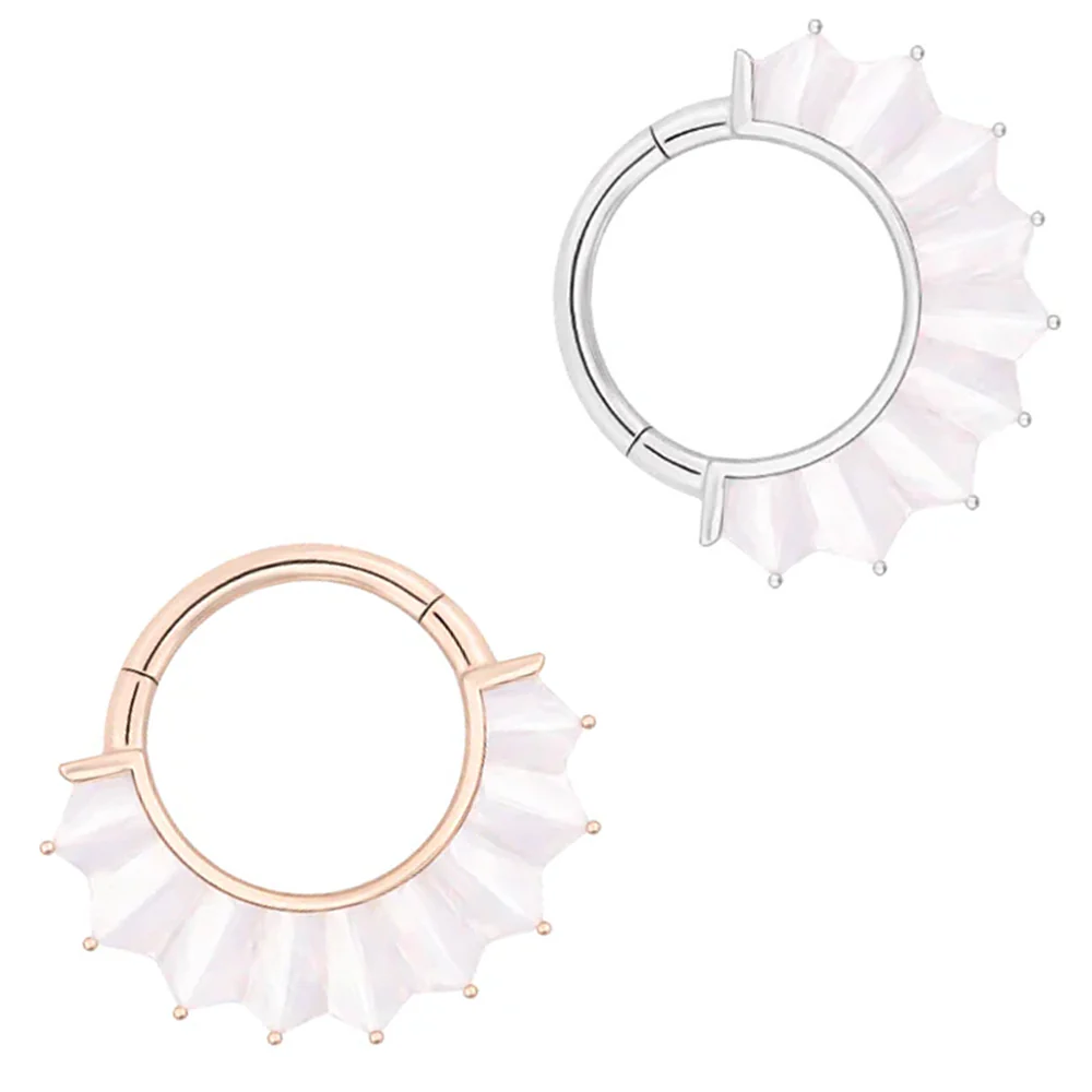 "High Tide" Hinge Ring / Clicker in Gold with Mother of Pearl - Image 3