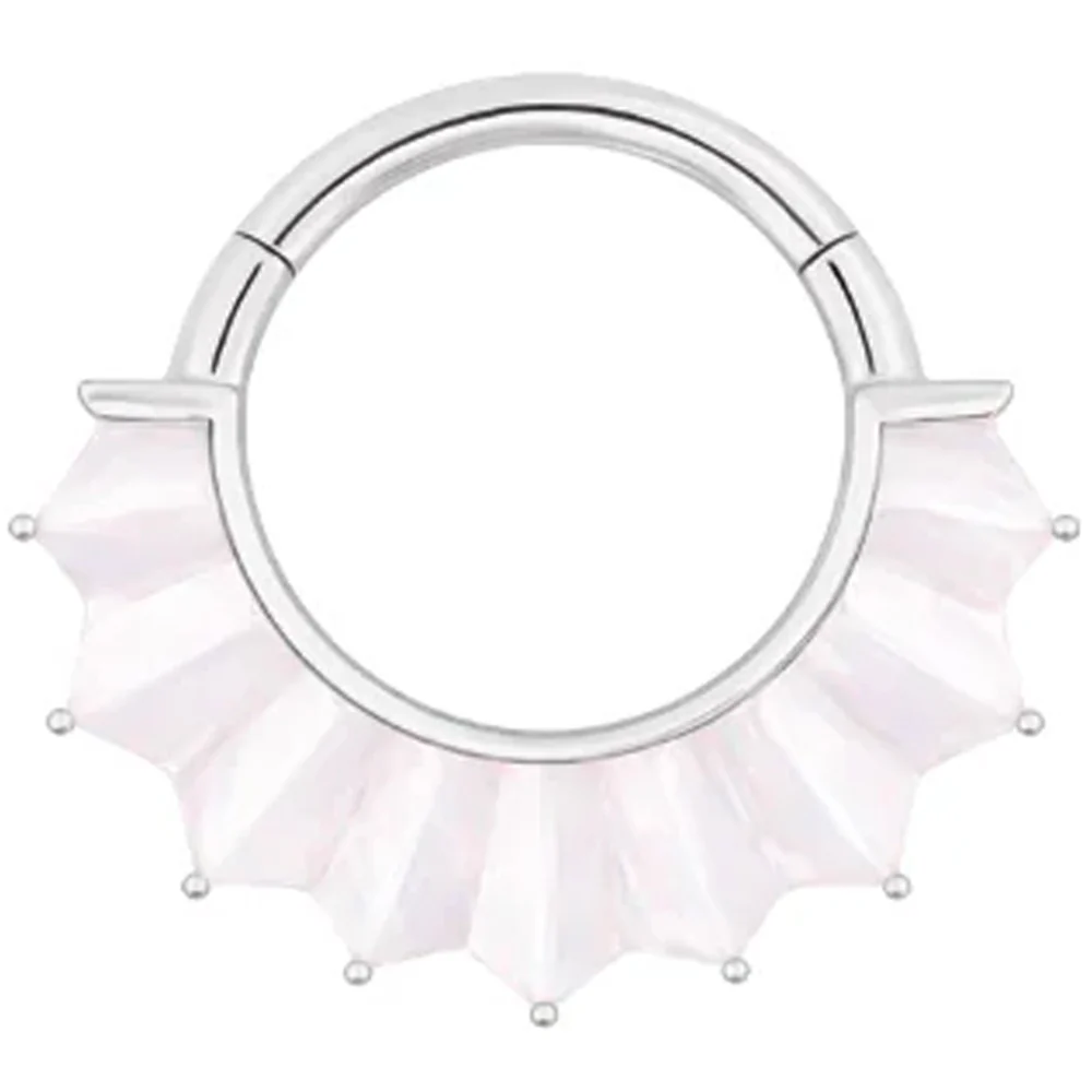 "High Tide" Hinge Ring / Clicker in Gold with Mother of Pearl - Image 5