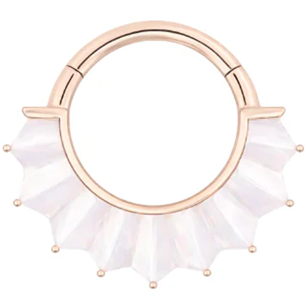 "High Tide" Hinge Ring / Clicker in Gold with Mother of Pearl - Image 6