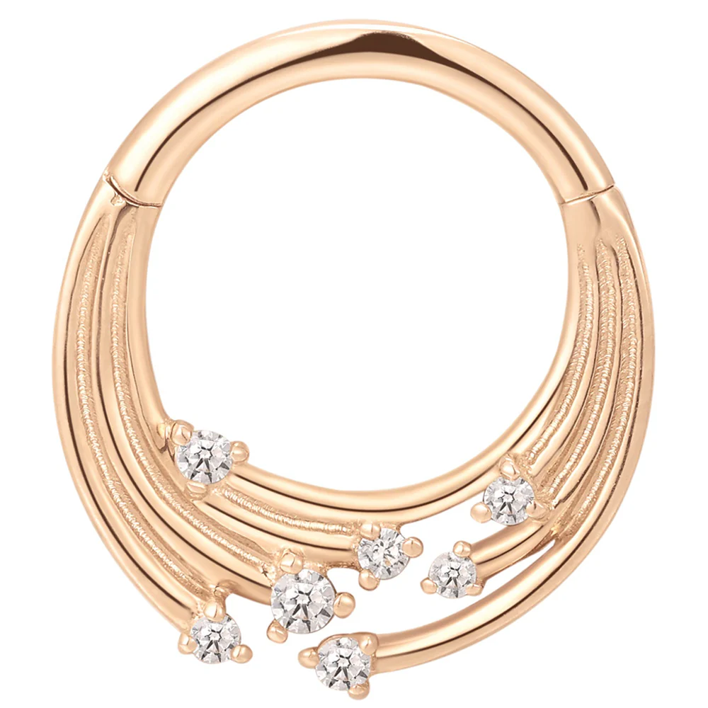 "Iconic" Hinge Ring / Clicker in Gold with CZ's - Image 6