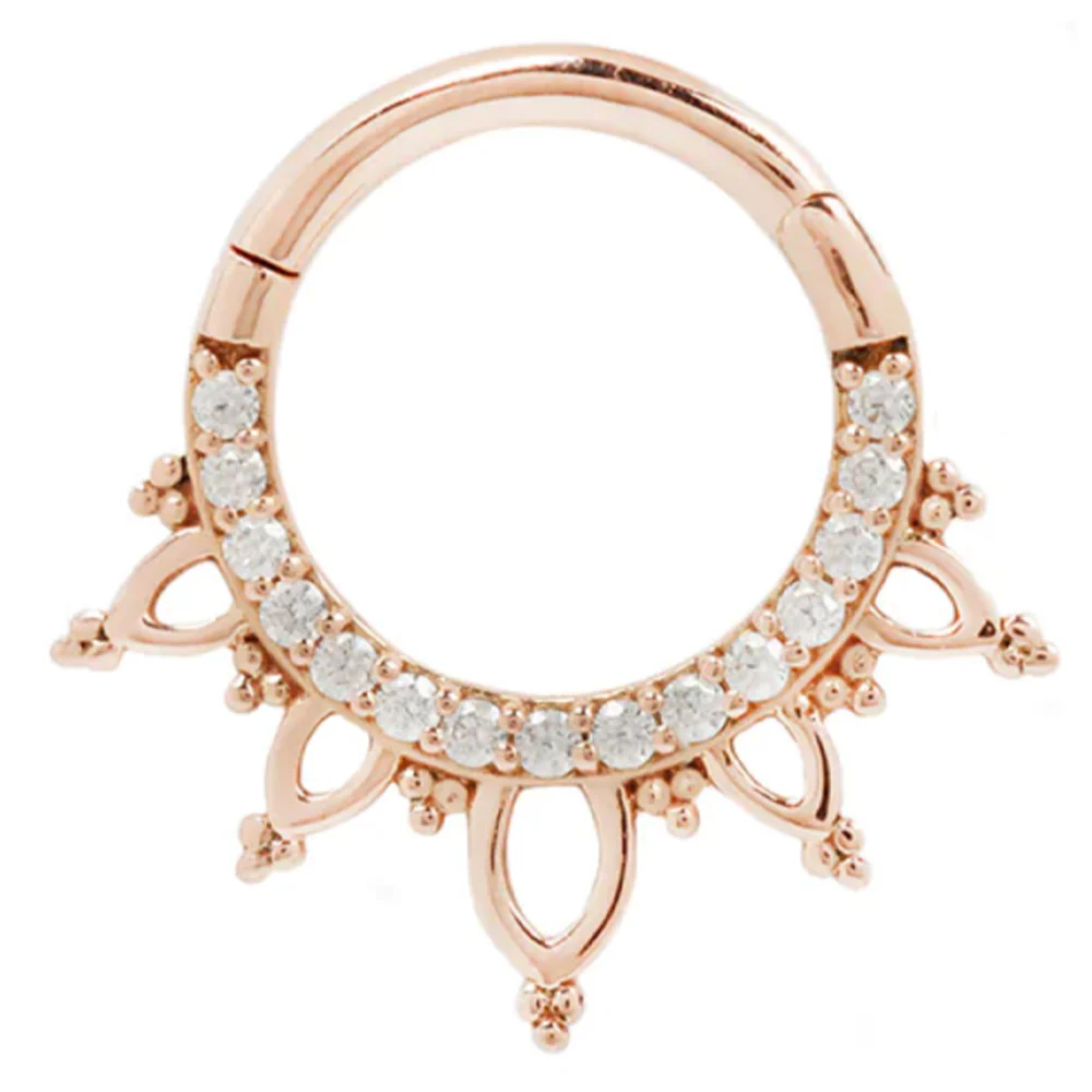 "Indra" Hinge Ring / Clicker in Gold with CZ's - Image 6