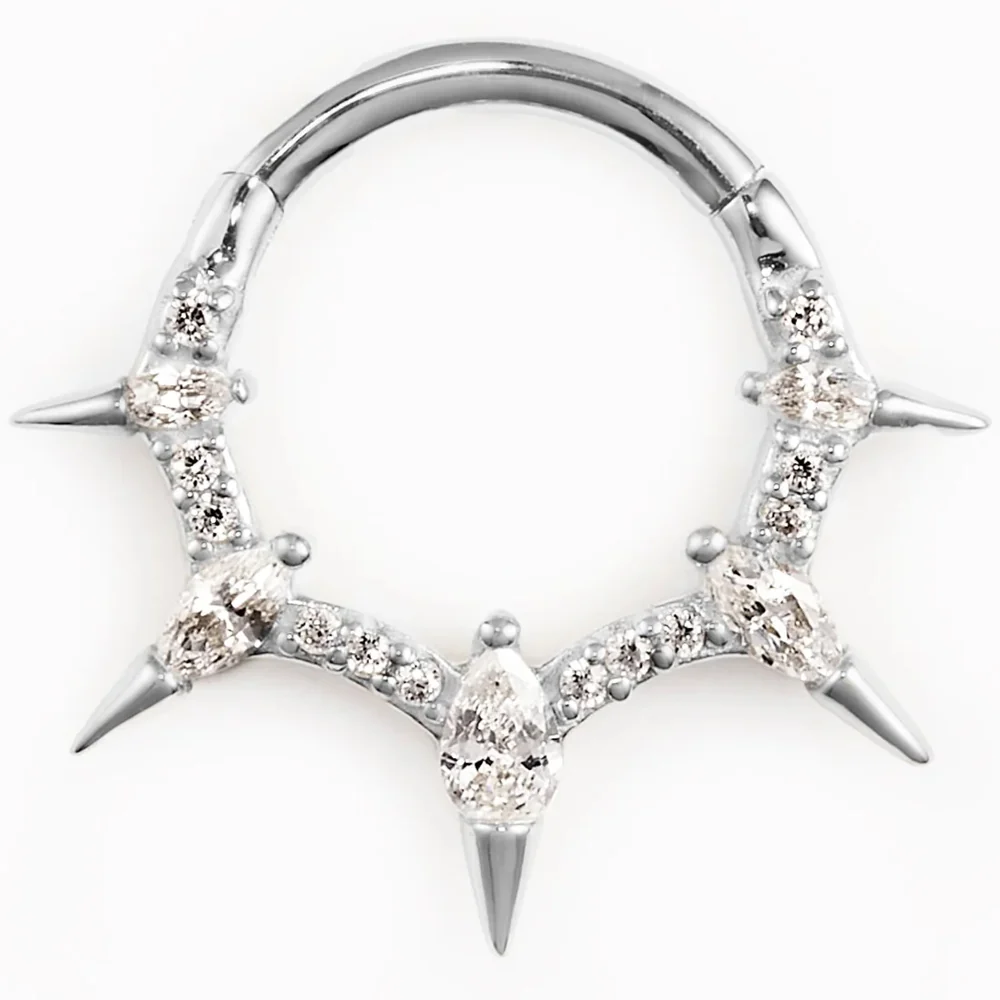 "Neoteric" Hinge Ring / Clicker in Gold with CZ's