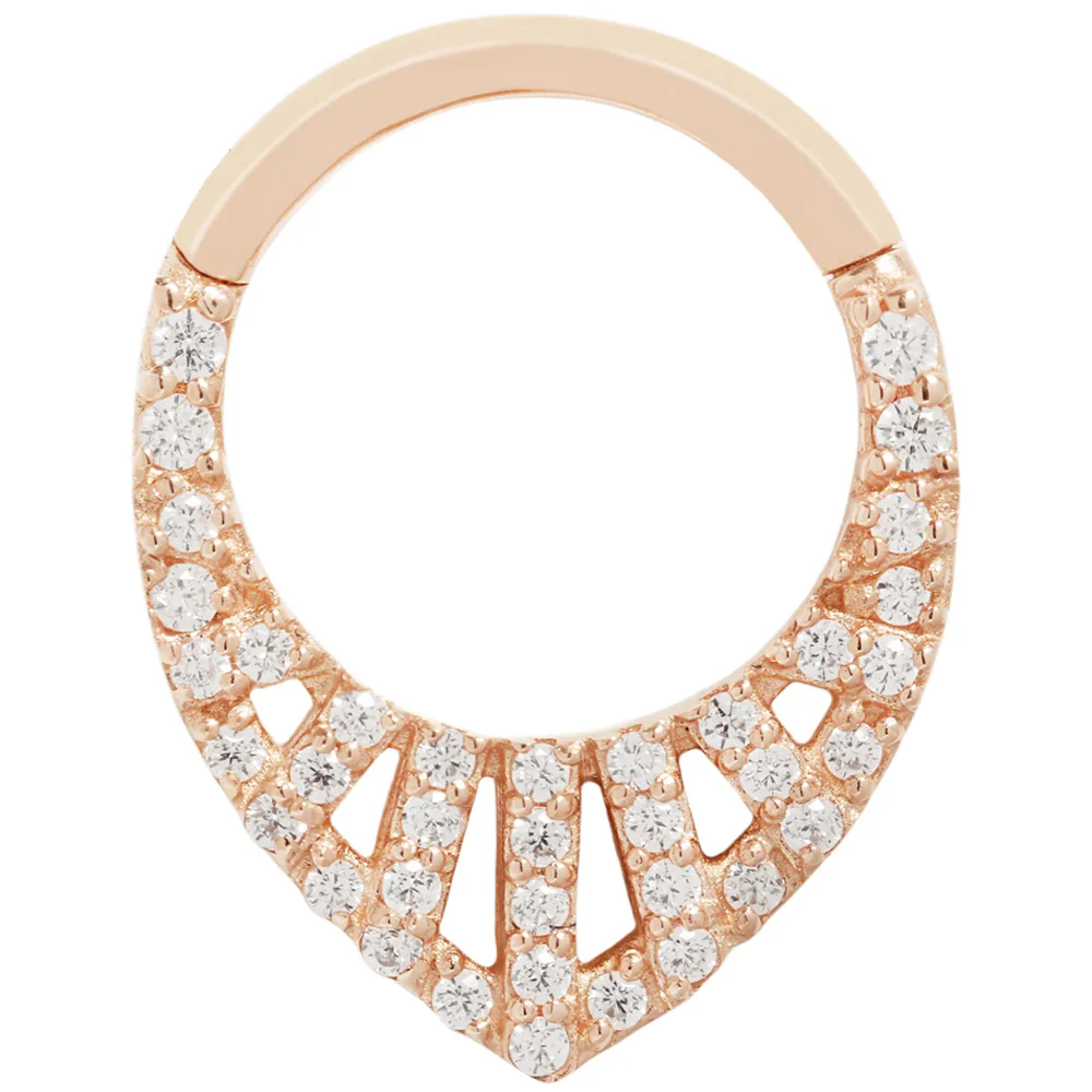 "Origin Story" Hinge Ring / Clicker in Gold with CZ's - Image 4