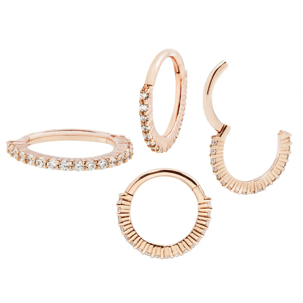 "Radiant" Hinge Ring / Clicker in Gold with CZ's - Image 6