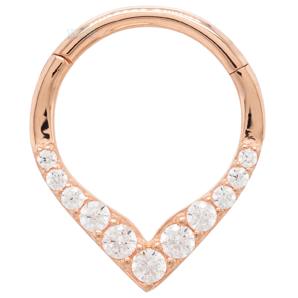 "Rise & Shine" Hinge Ring / Clicker in Gold with CZ's