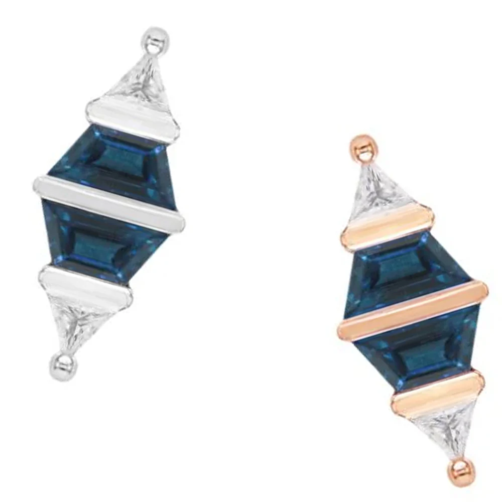 threadless: "Bang Bang" End in Gold with London Blue Topaz & CZ's